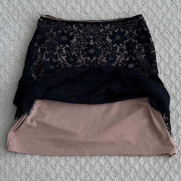 For Love & Lemons Rosemary Floral Lace Mini Skirt Black/Tan M Whimsigoth Sexy - Picture 9 of 14